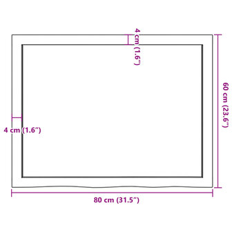 Wastafelblad 80x60x(2-4) cm behandeld massief hout lichtbruin 9