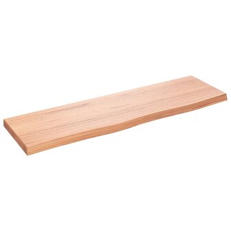 Wastafelblad 100x30x(2-4) cm behandeld massief hout lichtbruin 2