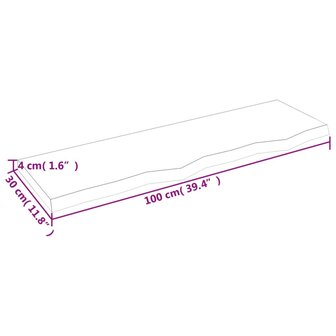 Wastafelblad 100x30x(2-4) cm behandeld massief hout lichtbruin 8