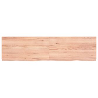 Wastafelblad 120x30x(2-4) cm behandeld massief hout lichtbruin 3