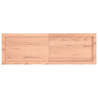 Wastafelblad 120x40x(2-4) cm behandeld massief hout lichtbruin 4