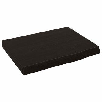 Wastafelblad 40x30x(2-4) cm behandeld massief hout donkerbruin 2