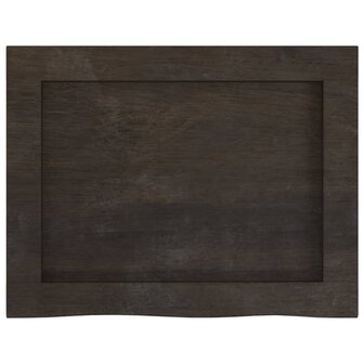 Wastafelblad 40x30x(2-6) cm behandeld massief hout donkerbruin 4