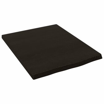 Wastafelblad 40x50x(2-4) cm behandeld massief hout donkerbruin 2