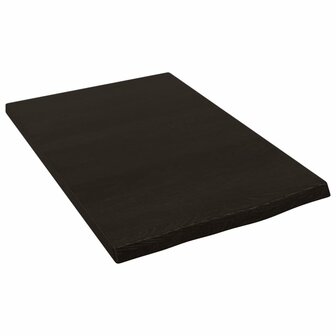 Wastafelblad 40x60x(2-6) cm behandeld massief hout donkerbruin 2