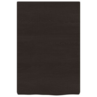Wastafelblad 40x60x(2-6) cm behandeld massief hout donkerbruin 3