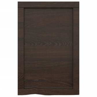 Wastafelblad 40x60x(2-6) cm behandeld massief hout donkerbruin 4