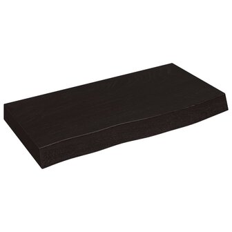 Wastafelblad 60x30x(2-6) cm behandeld massief hout donkerbruin 2