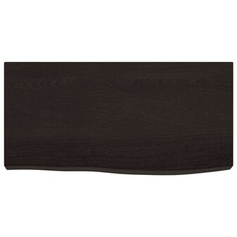 Wastafelblad 60x30x(2-6) cm behandeld massief hout donkerbruin 3