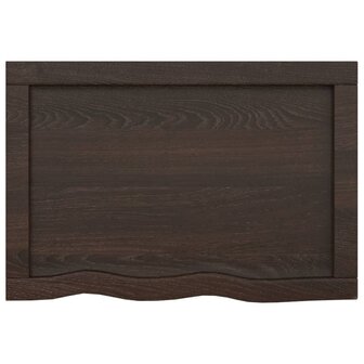 Wastafelblad 60x40x(2-4) cm behandeld massief hout donkerbruin 6