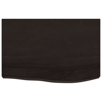 Wastafelblad 60x50x(2-4) cm behandeld massief hout donkerbruin 3