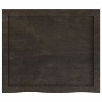 Wastafelblad 60x50x(2-4) cm behandeld massief hout donkerbruin 4