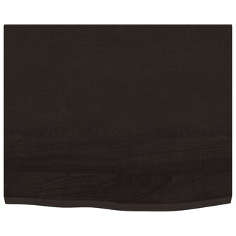 Wastafelblad 60x50x(2-6) cm behandeld massief hout donkerbruin 3