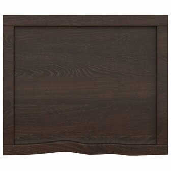 Wastafelblad 60x50x(2-6) cm behandeld massief hout donkerbruin 4