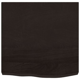 Wastafelblad 60x60x(2-6) cm behandeld massief hout donkerbruin 3