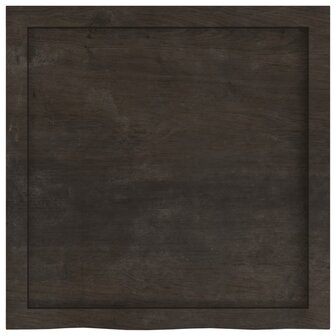 Wastafelblad 60x60x(2-6) cm behandeld massief hout donkerbruin 4