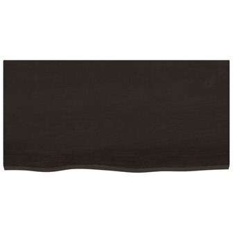 Wastafelblad 80x40x(2-4) cm behandeld massief hout donkerbruin 3