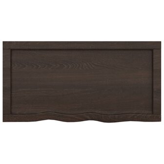 Wastafelblad 80x40x(2-4) cm behandeld massief hout donkerbruin 4