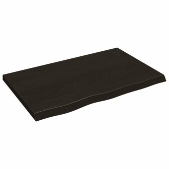 Wastafelblad 80x50x(2-4) cm behandeld massief hout donkerbruin 2