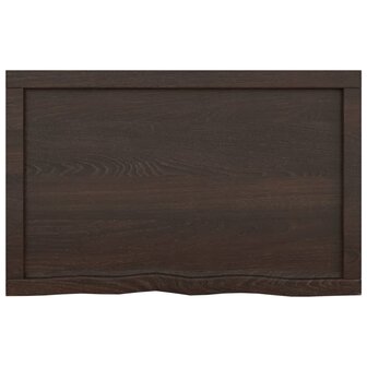 Wastafelblad 80x50x(2-6) cm behandeld massief hout donkerbruin 4