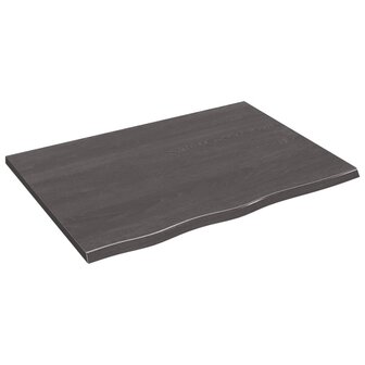Wastafelblad 80x60x2 cm behandeld massief hout donkerbruin 2