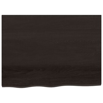 Wastafelblad 80x60x(2-4) cm behandeld massief hout donkerbruin 3