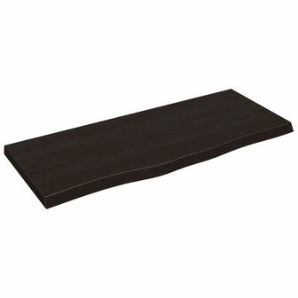 Wastafelblad 100x40x(2-4) cm behandeld massief hout donkerbruin 2