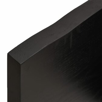 Wastafelblad 100x40x(2-4) cm behandeld massief hout donkerbruin 7