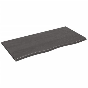Wastafelblad 100x50x2 cm behandeld massief hout donkerbruin 2