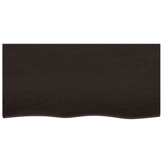 Wastafelblad 100x50x2 cm behandeld massief hout donkerbruin 3