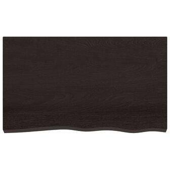 Wastafelblad 100x60x2 cm behandeld massief hout donkerbruin 3