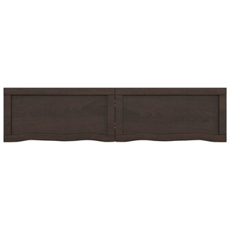 Wastafelblad 120x30x(2-6) cm behandeld massief hout donkerbruin 4