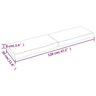 Wastafelblad 120x30x(2-6) cm behandeld massief hout donkerbruin 9