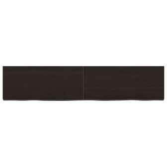 Wastafelblad 140x30x(2-4) cm behandeld massief hout donkerbruin 3
