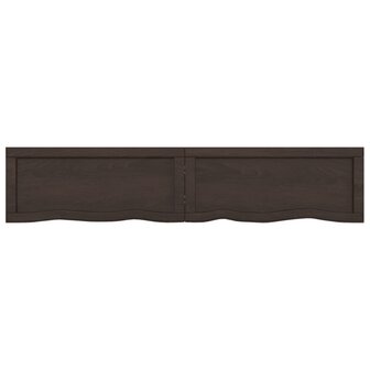 Wastafelblad 140x30x(2-4) cm behandeld massief hout donkerbruin 4