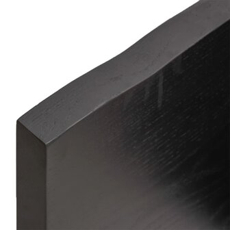 Wastafelblad 140x30x(2-4) cm behandeld massief hout donkerbruin 8
