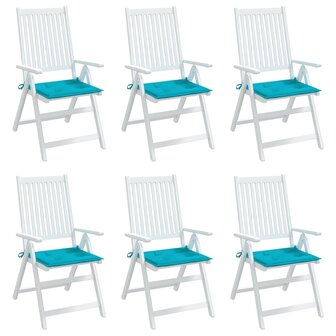 Tuinstoelkussens 6 st 40x40x3 cm stof turquoise 3