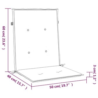 Tuinstoelkussen lage rug 2 st 100x50x3 cm oxford stof cr&egrave;me 9