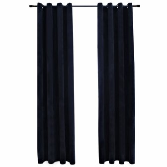 Gordijn verduisterend met ringen 2 st 140x225 cm fluweel zwart 2