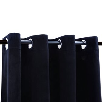 Gordijn verduisterend met ringen 2 st 140x225 cm fluweel zwart 3