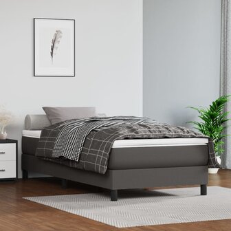 Pocketveringmatras 90x190x20 cm kunstleer grijs 1