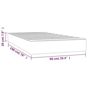 Pocketveringmatras 90x190x20 cm kunstleer grijs 7