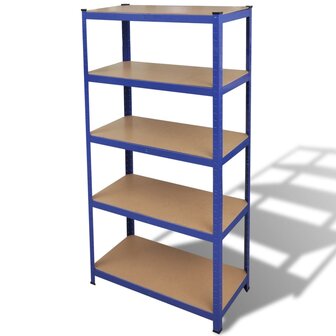 Opbergrek 5-laags staal en bewerkt hout blauw 1