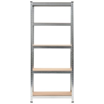 Opbergrek 5-laags 3 st staal en bewerkt hout zilverkleurig 3