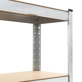 Opbergrek 5-laags 3 st staal en bewerkt hout zilverkleurig 6