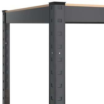 Opbergrek 4-laags staal en bewerkt hout antracietkleurig 6