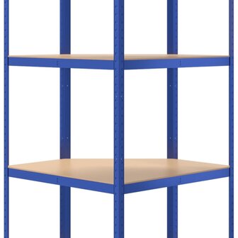 Hoekrek 4-laags staal en bewerkt hout blauw 7