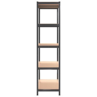 Opbergrek 5-laags staal &amp; bewerkt hout antracietkleurig 5