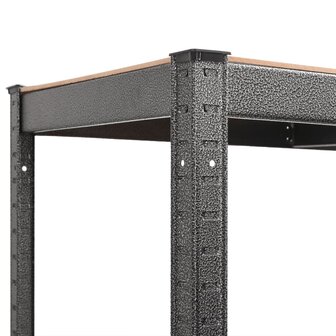 Hoekrek robuust 5-laags staal en bewerkt hout grijs 8