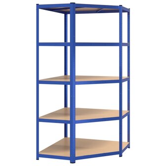 Hoekrek 5-laags staal en bewerkt hout blauw 2